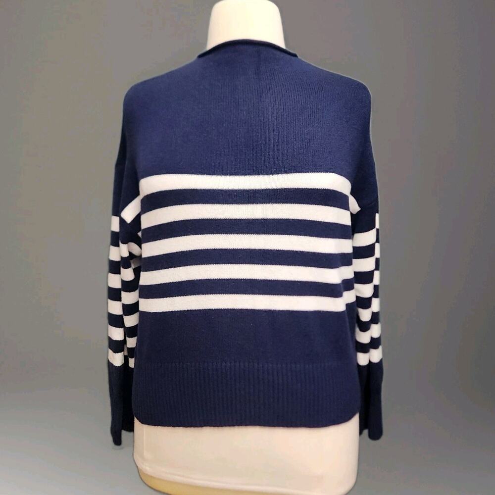 TRUTH by Republic Navy Blue White Striped Knit Sweater Cropped Size XL
